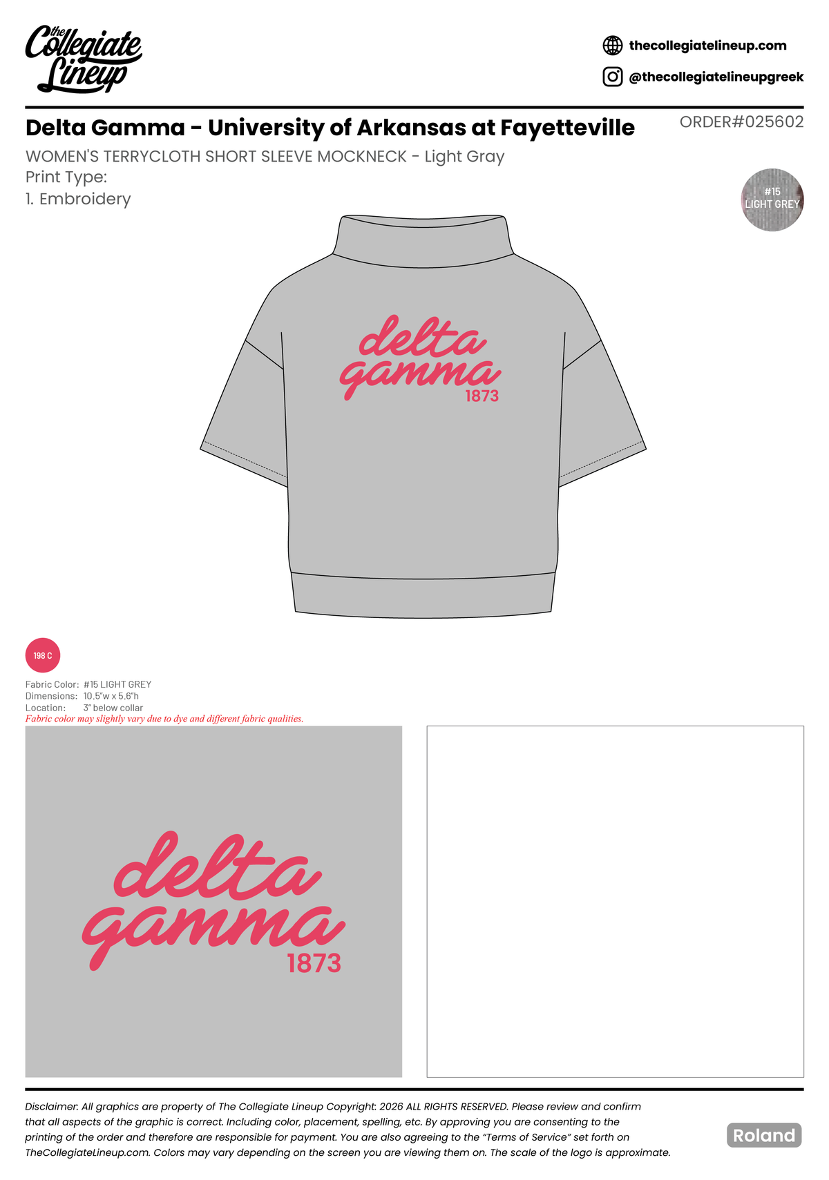 Delta Gamma University of Arkansas at Fayetteville #25602 Individual Shipping