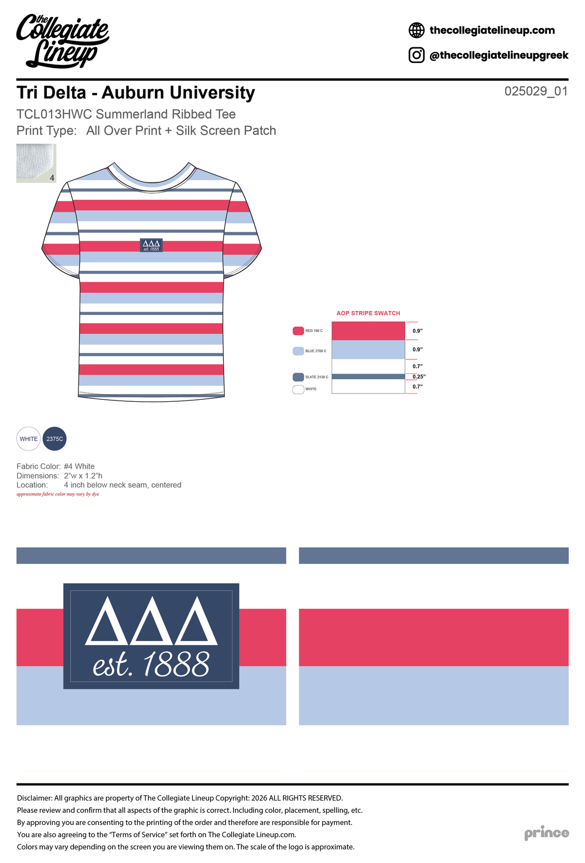 Tri Delta Auburn University #25029 Individual Shipping