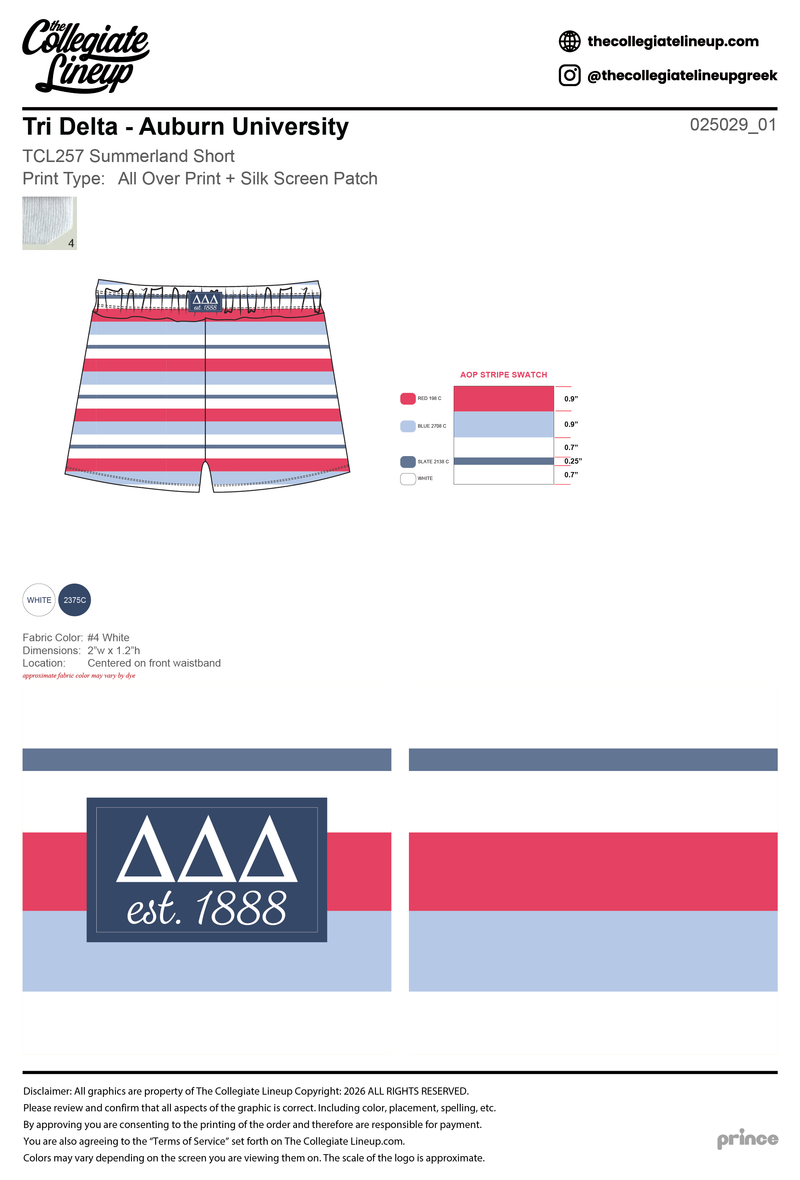 Tri Delta Auburn University #25029 Individual Shipping