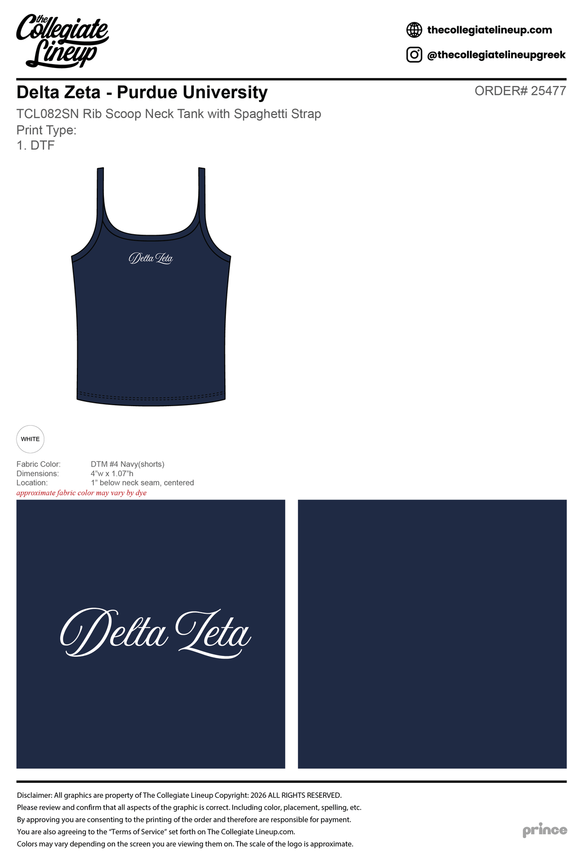 Delta Zeta Purdue University #25477 Individual Shipping