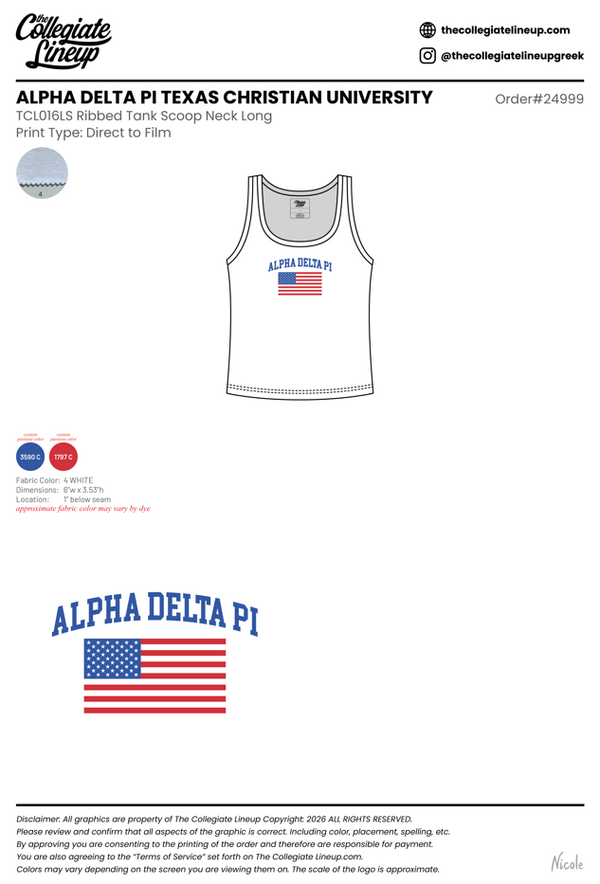 Alpha Delta Pi Texas Christian University #24999 Individual Shipping