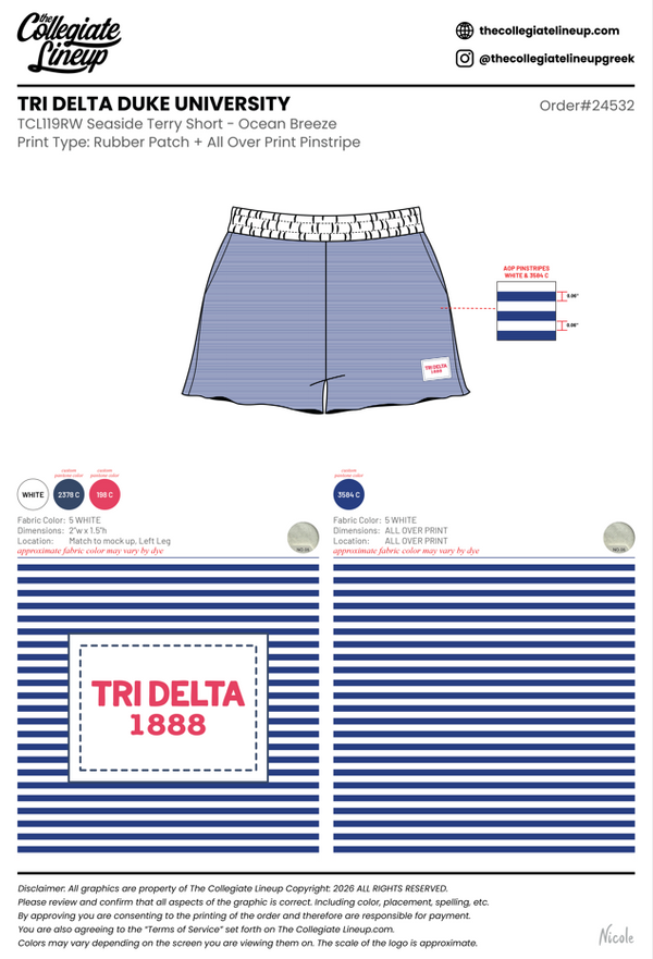 Tri Delta Duke University #24532 Individual Shipping