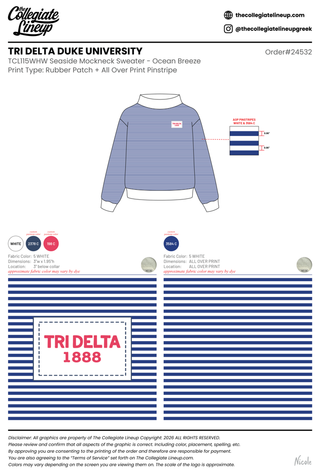 Tri Delta Duke University #24532 Individual Shipping