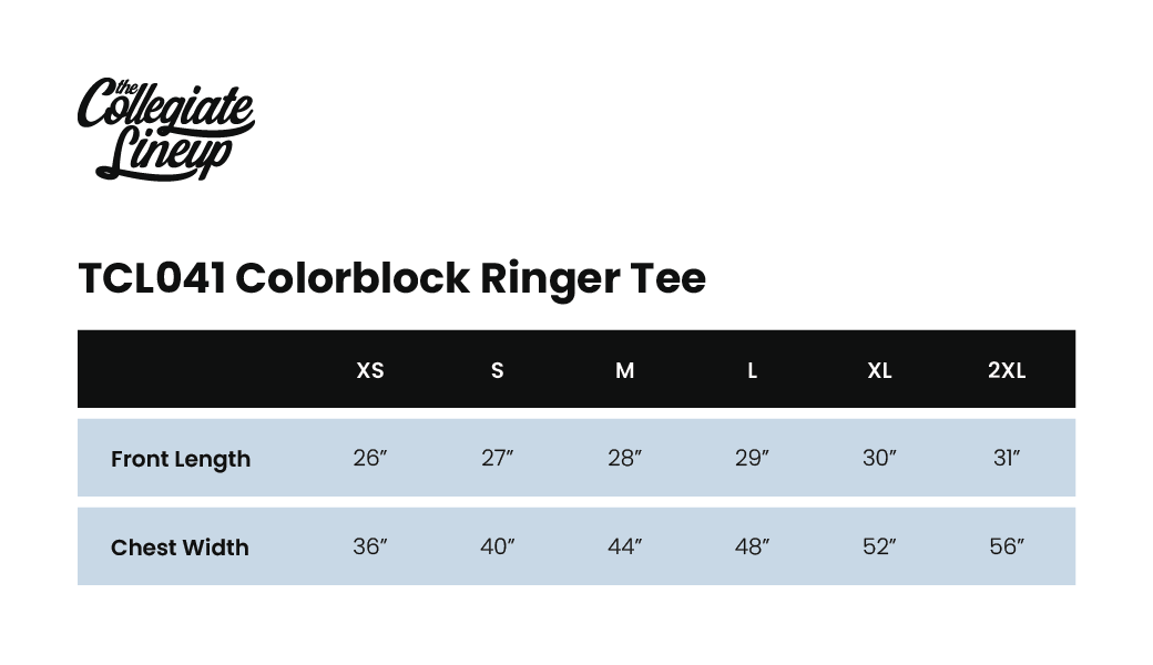 Size Chart 1 for Kappa Alpha Theta Texas Christian University #26983