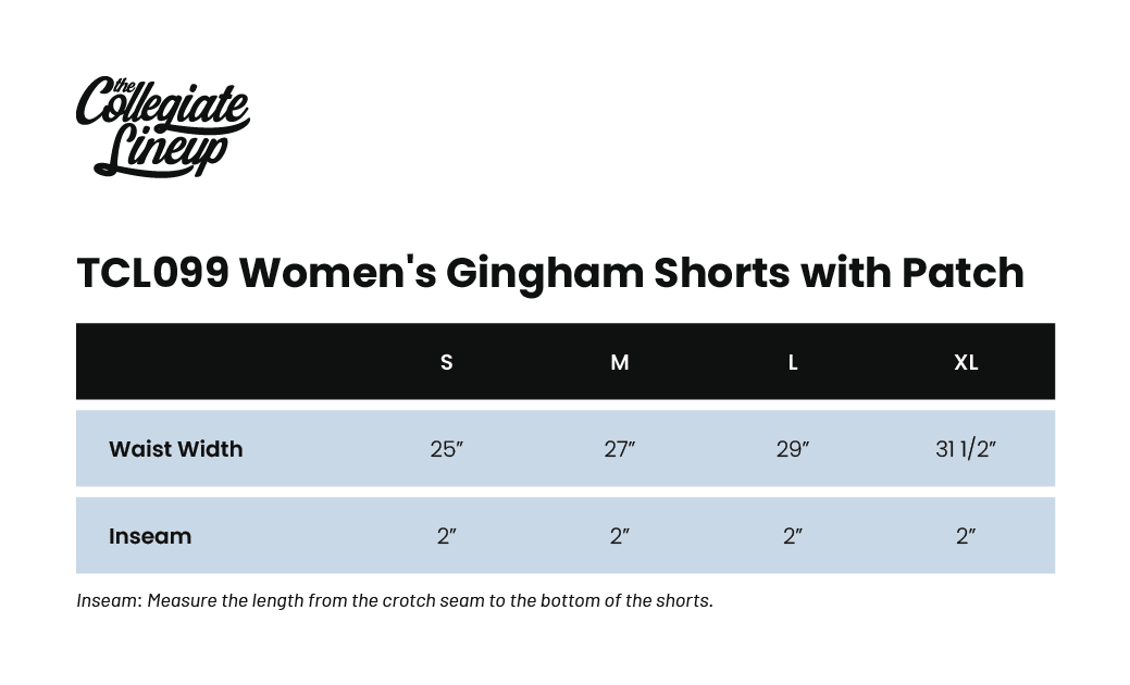 Size Chart 1 for Delta Zeta Live Sale #2026 Gingham Shorts - Individual Shipping