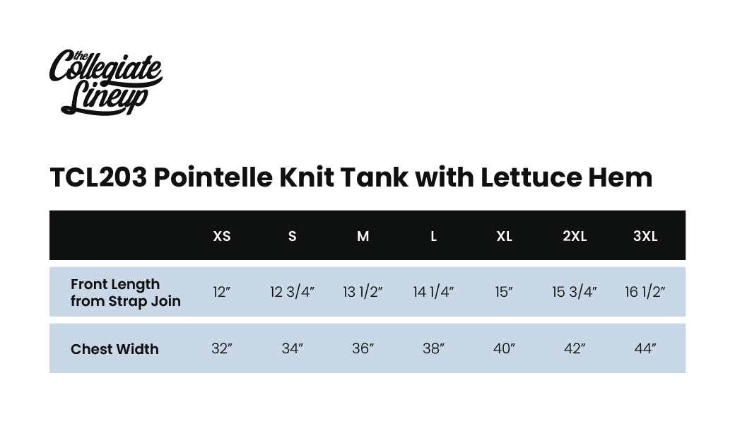 Size Chart 4 for Chi Omega Texas A&M University #22573