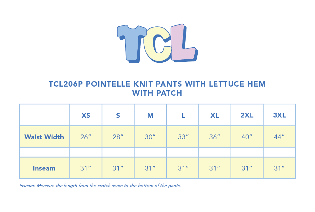 Size Chart 2 for Chi Omega Texas A&M University #22573