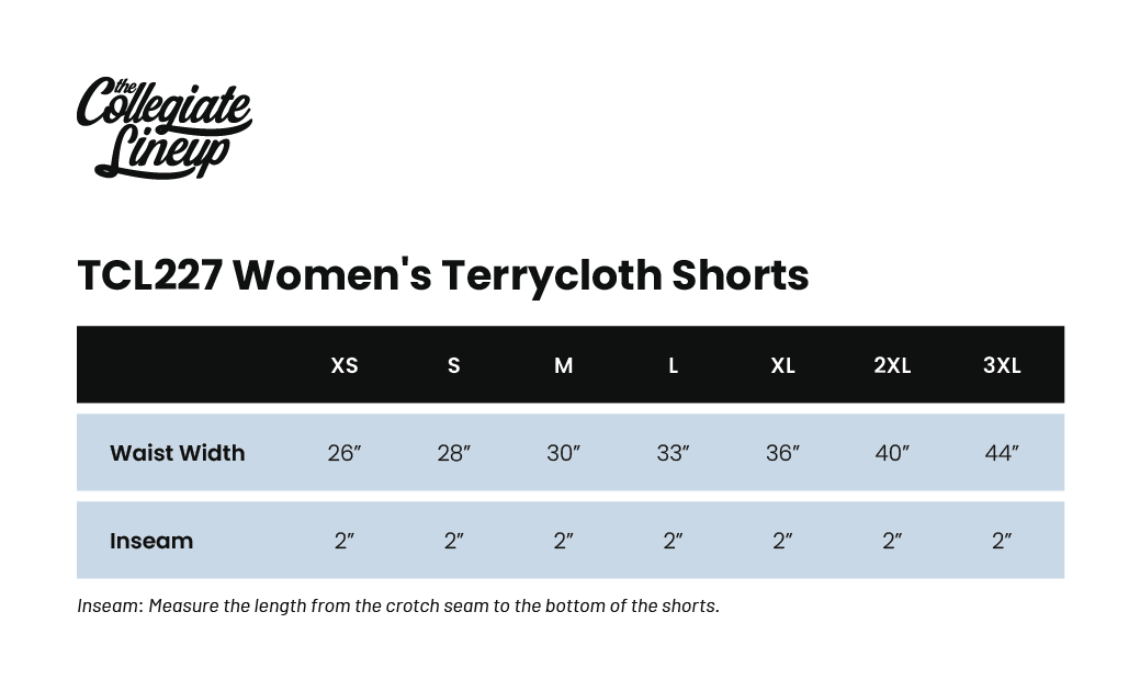 Size Chart 2 for Tri Delta Auburn University #25030 Individual Shipping