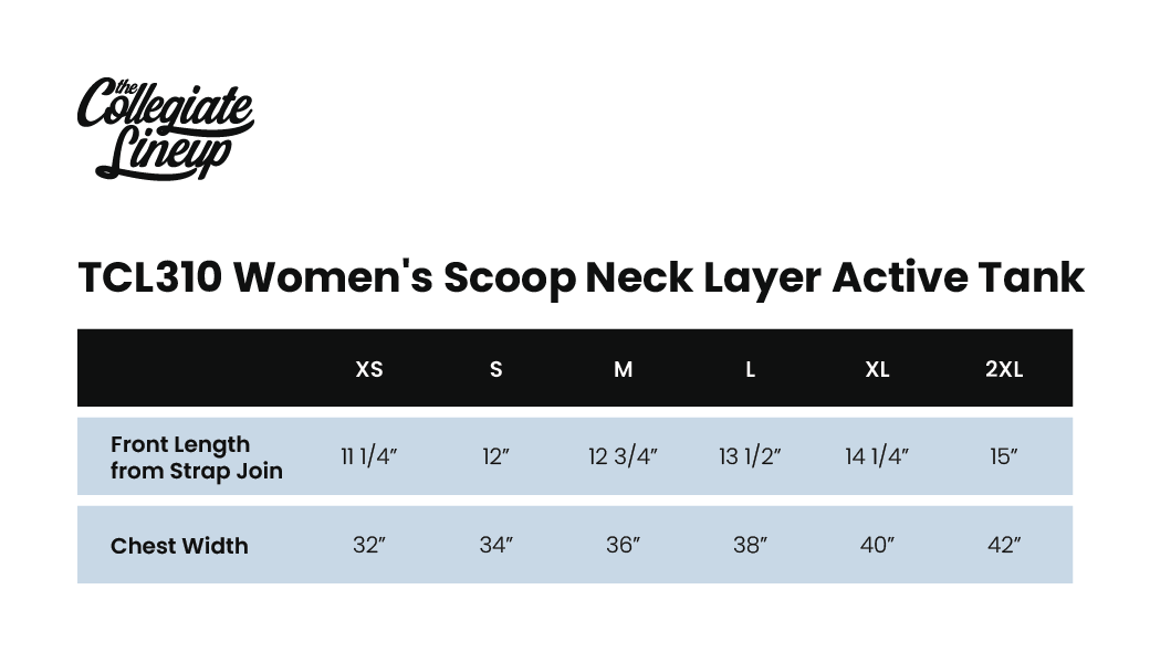 Size Chart 2 for Delta Zeta Sacred Heart University #24804