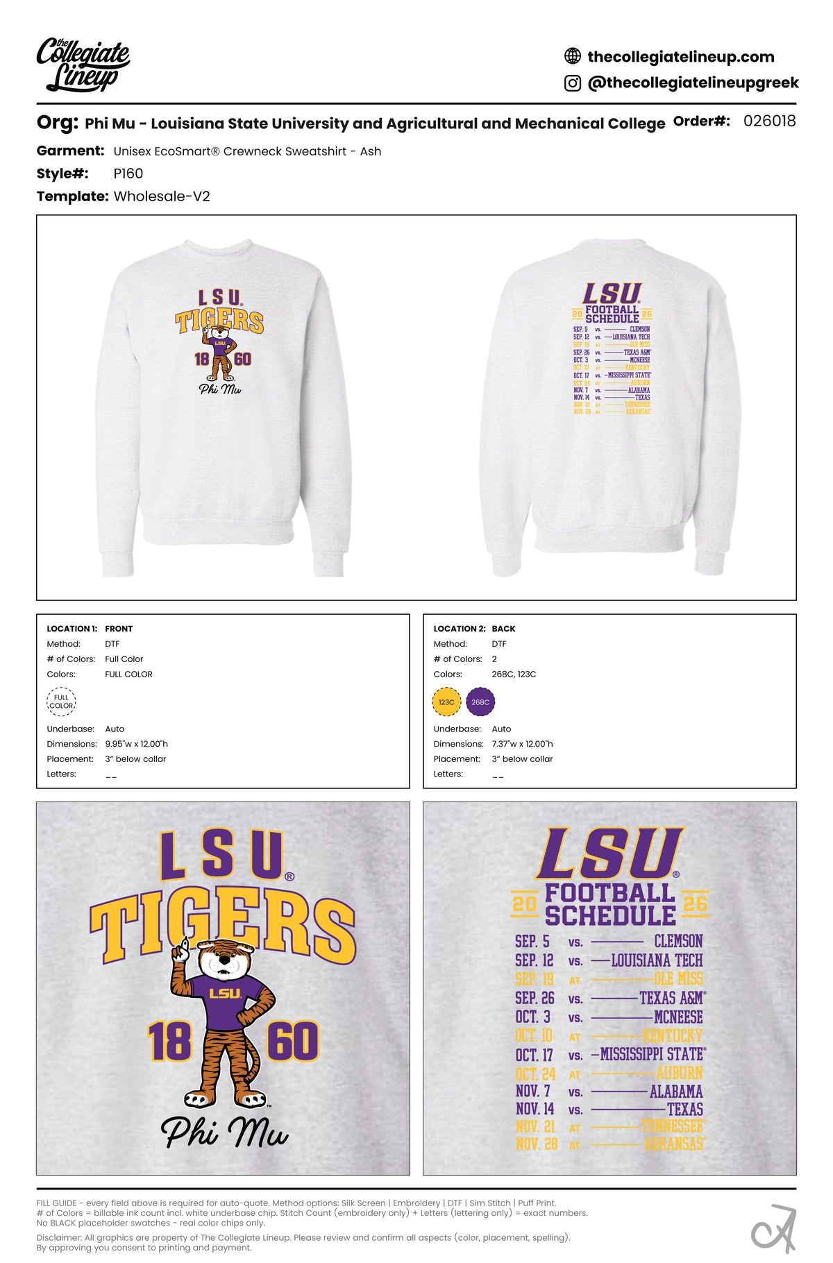 Phi Mu Louisiana State University and Agricultural and Mechanical College #26018 Individual Shipping