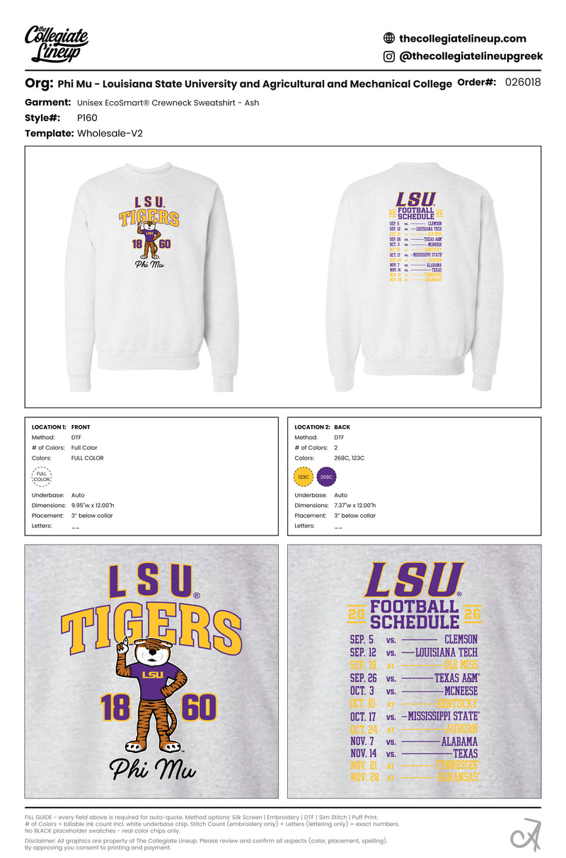 Phi Mu Louisiana State University and Agricultural and Mechanical College #26018 Individual Shipping