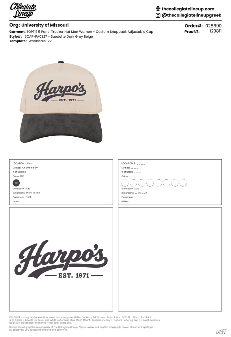 TOPTIE 5 PANEL TRUCKER CAP SNAPBACK MID PROFILE COTTON SUN HAT — Customer Request