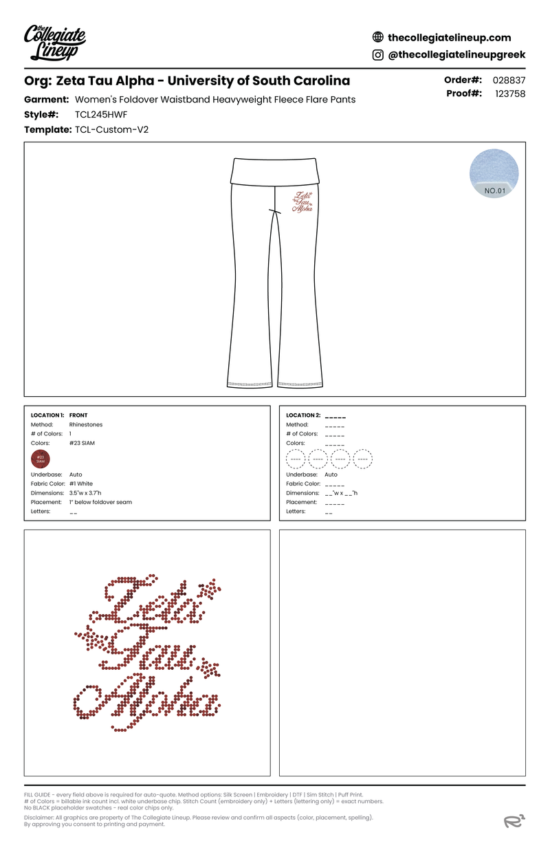 WOMEN'S FOLDOVER WAISTBAND HEAVYWEIGHT FLEECE FLARE PANTS — White
