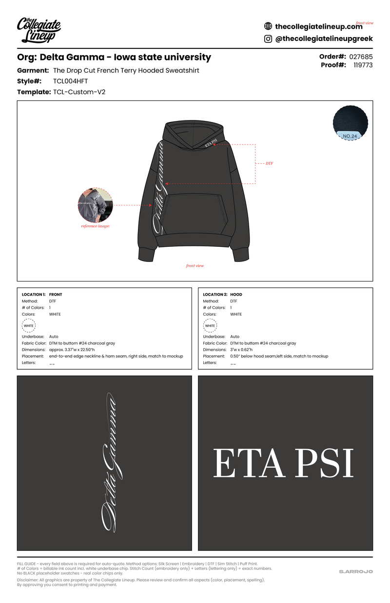 THE DROP CUT HEAVYWEIGHT FRENCH TERRY HOODED SWEATSHIRT — Charcoal