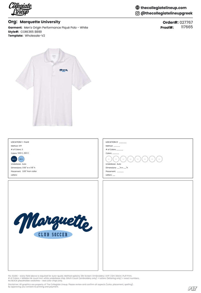 Men's Origin Performance Piqué Polo — Navy and white