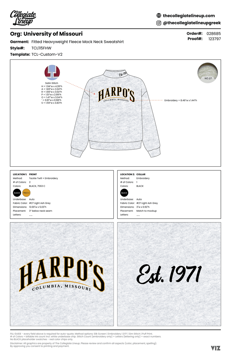 FITTED MOCK NECK HEAVYWEIGHT FLEECE SWEATSHIRT — light ash grey
