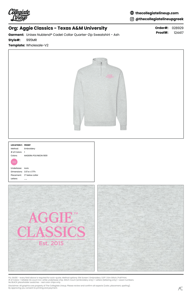 UNISEX NUBLEND® CADET COLLAR QUARTER-ZIP SWEATSHIRT — Ash