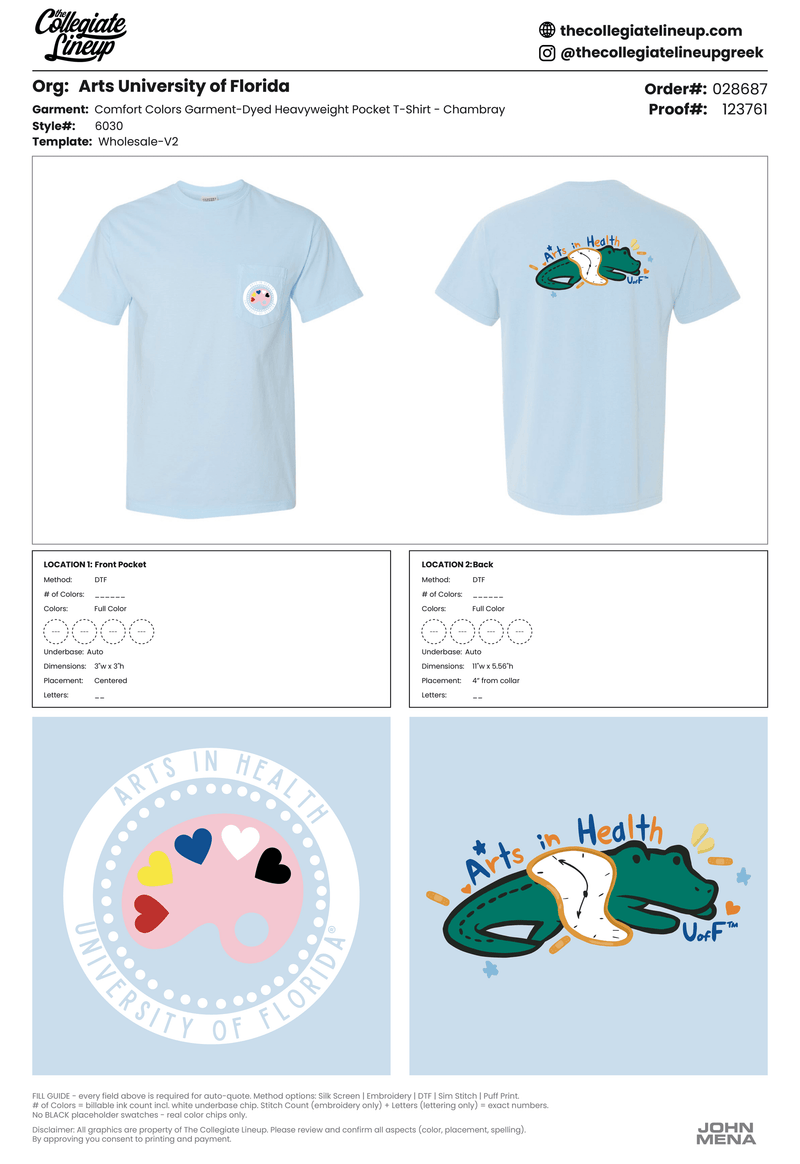 GARMENT-DYED HEAVYWEIGHT POCKET T-SHIRT 6030 — Chambray