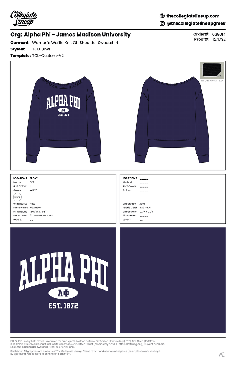 WOMEN'S WAFFLE KNIT OFF SHOULDER SWEATSHIRT
