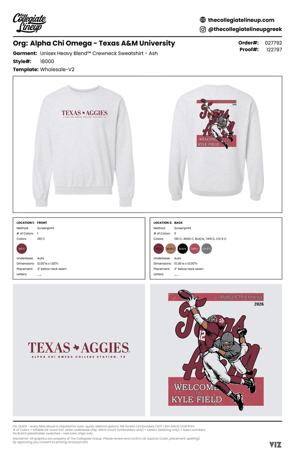 Alpha Chi Omega Texas A&M University #27792(Individual Shipping)