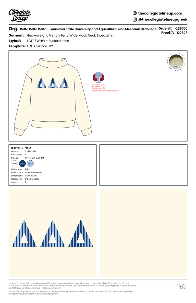 HEAVYWEIGHT FRENCH TERRY WIDE MOCK NECK — Butter cream
